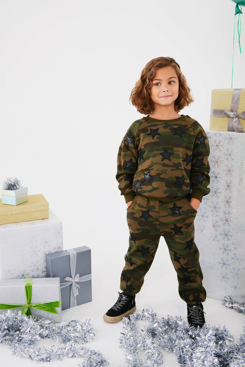 Mud Kingdom Camo Boys Jogger Set – Long Sleeve Casual Outfit, Cotton Blend
