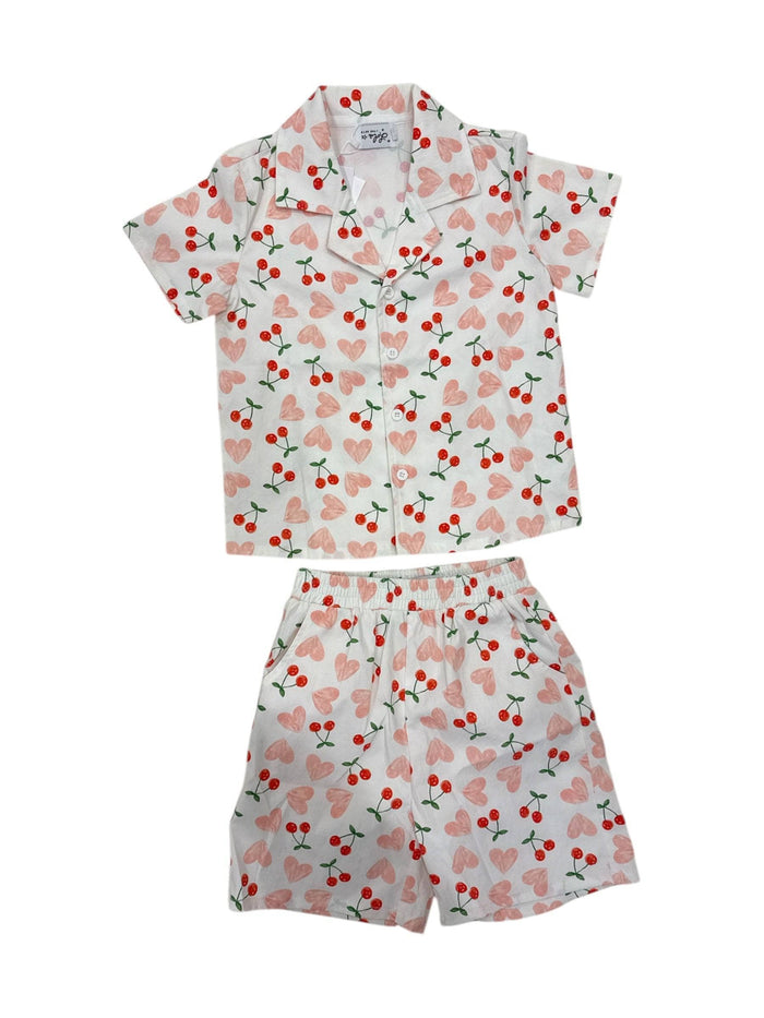 Lola + The Boys Sets Cherry Hearts Button Down Set