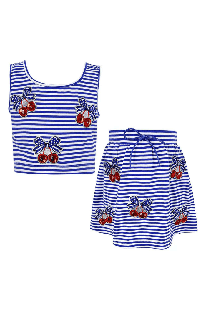 Lola + The Boys Sets Cherry Stripe Skirt Set