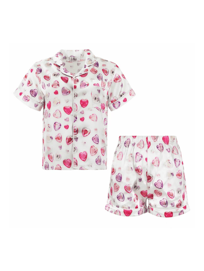 Lola + The Boys Sets Diamond Hearts Silky Short Set