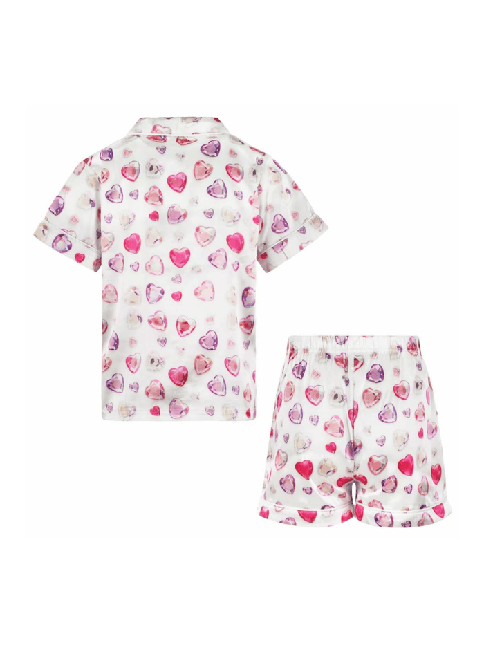 Lola + The Boys Sets Diamond Hearts Silky Short Set
