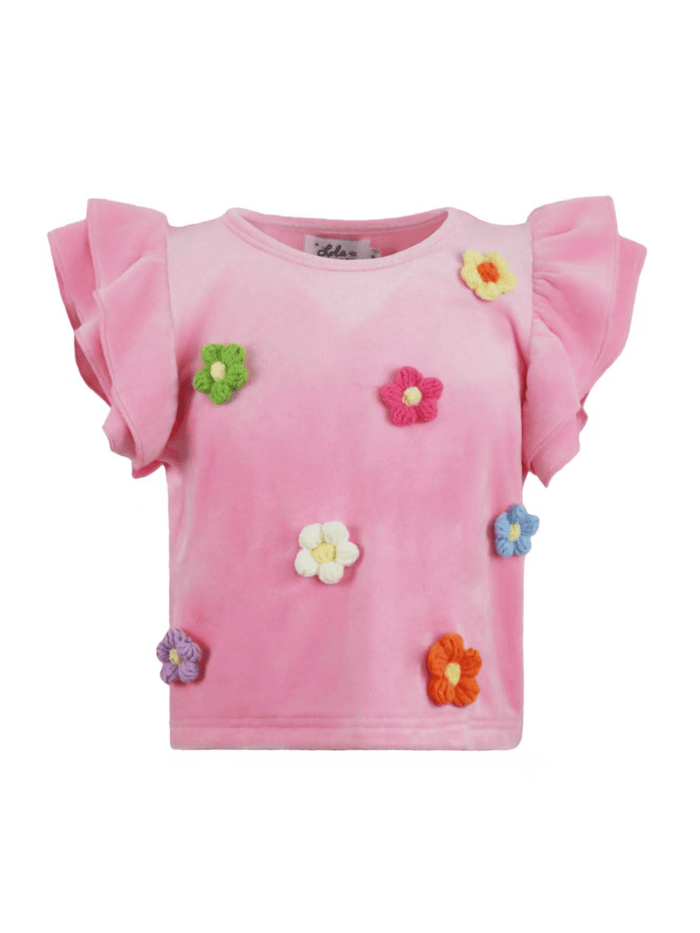 Lola + The Boys Sets Floral Crochet Cutie Velour Set