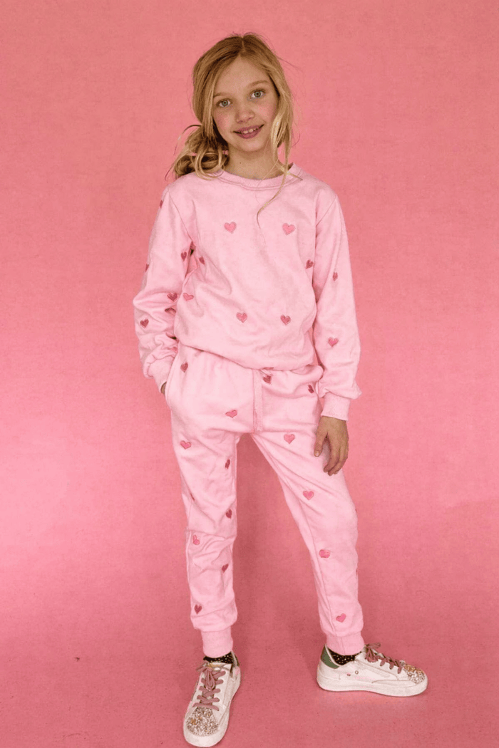 exclude-bts Sets Full Hearts Jogger Set