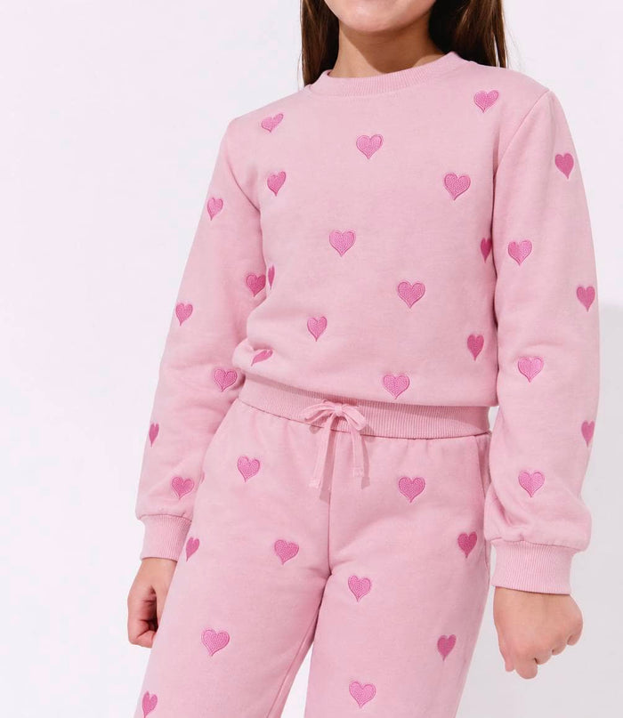 Lola + The Boys Sets Full Hearts Jogger Set