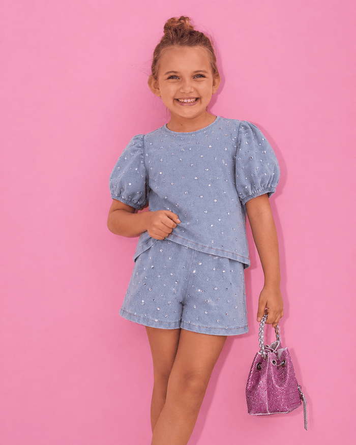 Lola + The Boys Sets Gem Denim Short Set