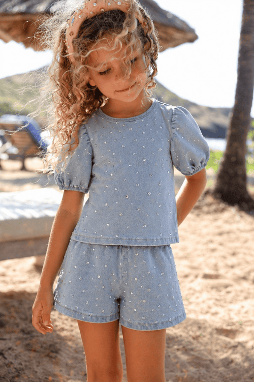 Lola + The Boys Sets Gem Denim Short Set
