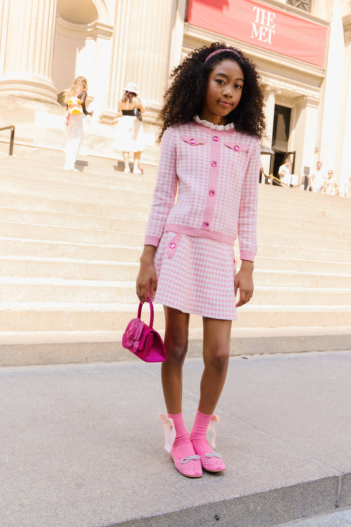 exclude-fall Sets Gingham Gem Sweater Set