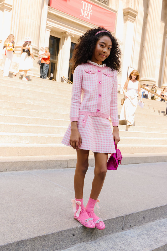 exclude-fall Sets Gingham Gem Sweater Set