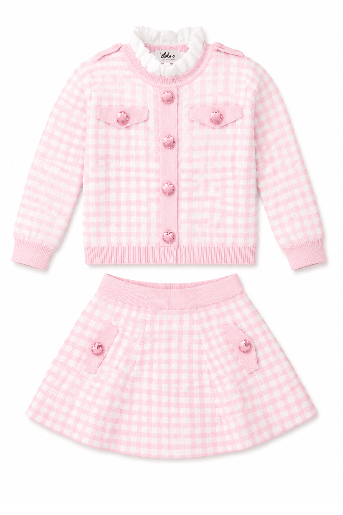 exclude-fall Sets Gingham Gem Sweater Set
