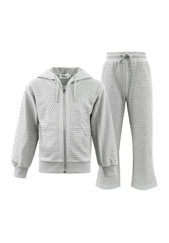 Lola + The Boys Sets Grey Crystal Hoodie Set