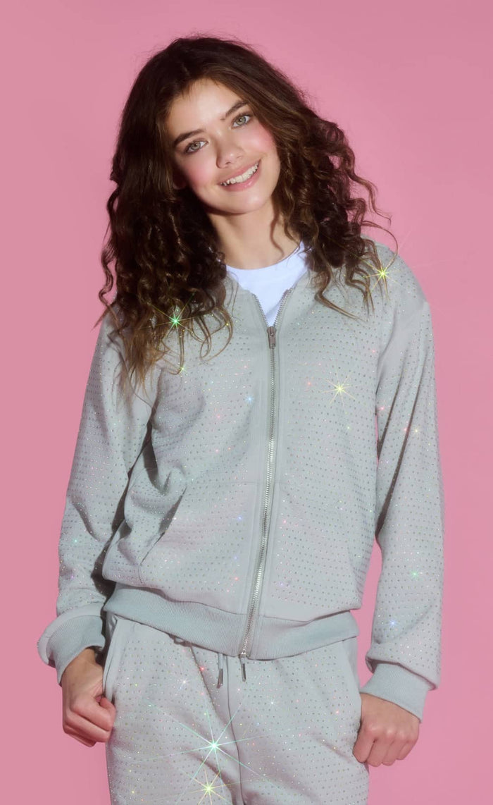 Lola + The Boys Sets Grey Crystal Hoodie Set