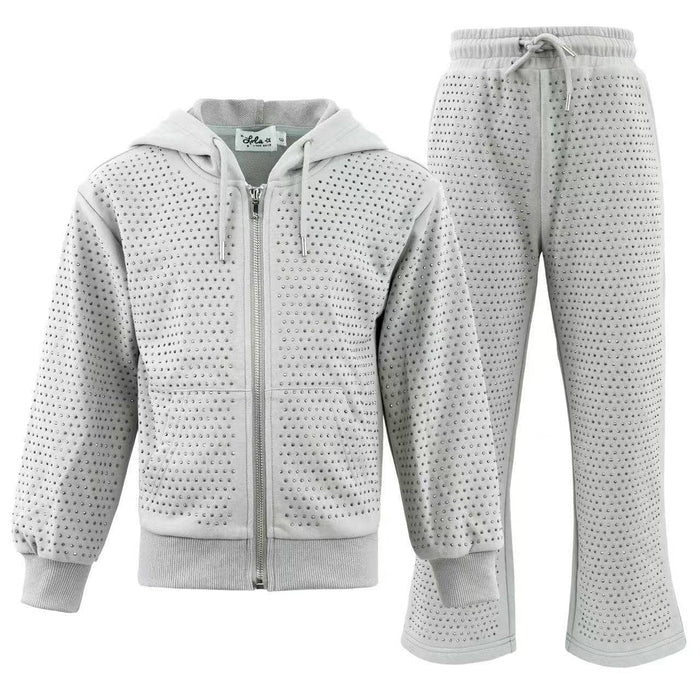 Lola + The Boys Sets Grey Crystal Hoodie Set – Teen/Women