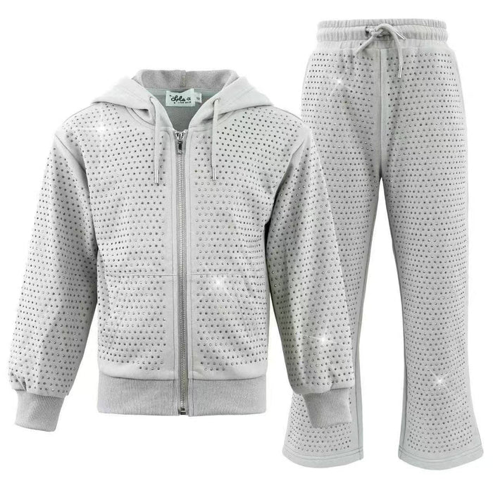 Lola + The Boys Sets Grey Crystal Hoodie Set – Teen/Women