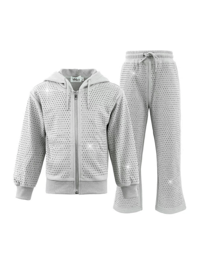 Lola + The Boys Sets S Grey Crystal Hoodie Set – Teen/Women
