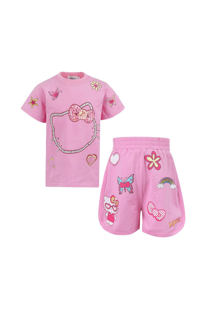 Lola + The Boys Sets Hello Kitty® Pink Sparkle Vibes Short Set