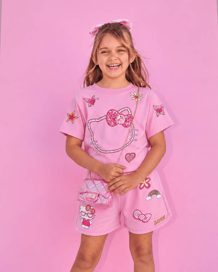 Lola + The Boys Sets Hello Kitty® Pink Sparkle Vibes Short Set