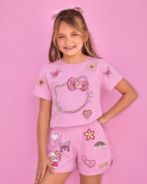 Lola + The Boys Sets 2 Hello Kitty® Pink Sparkle Vibes Short Set