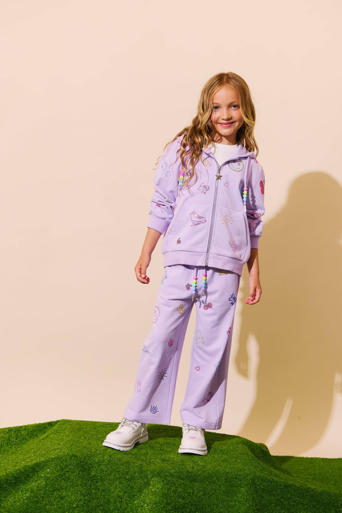 Lola + The Boys Sets Lavender Crystal Doodle Joggers Set