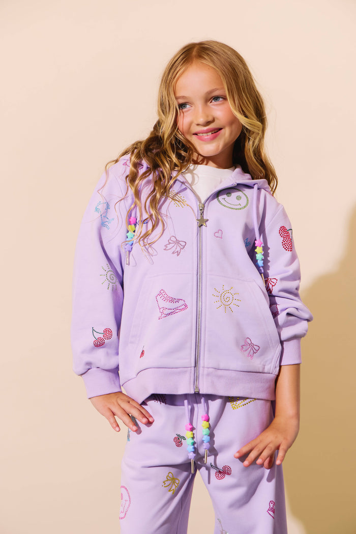 Lola + The Boys Sets Lavender Crystal Doodle Joggers Set