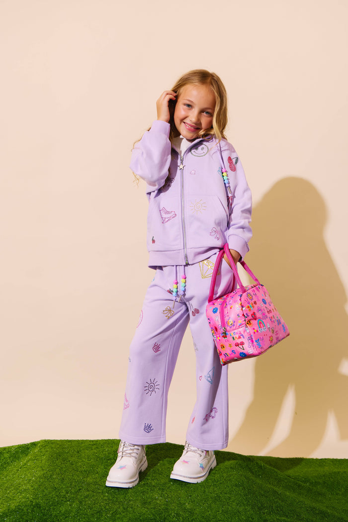 Lola + The Boys Sets Lavender Crystal Doodle Joggers Set