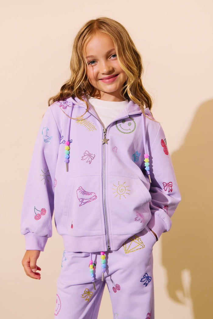 Lola + The Boys Sets Lavender Crystal Doodle Joggers Set