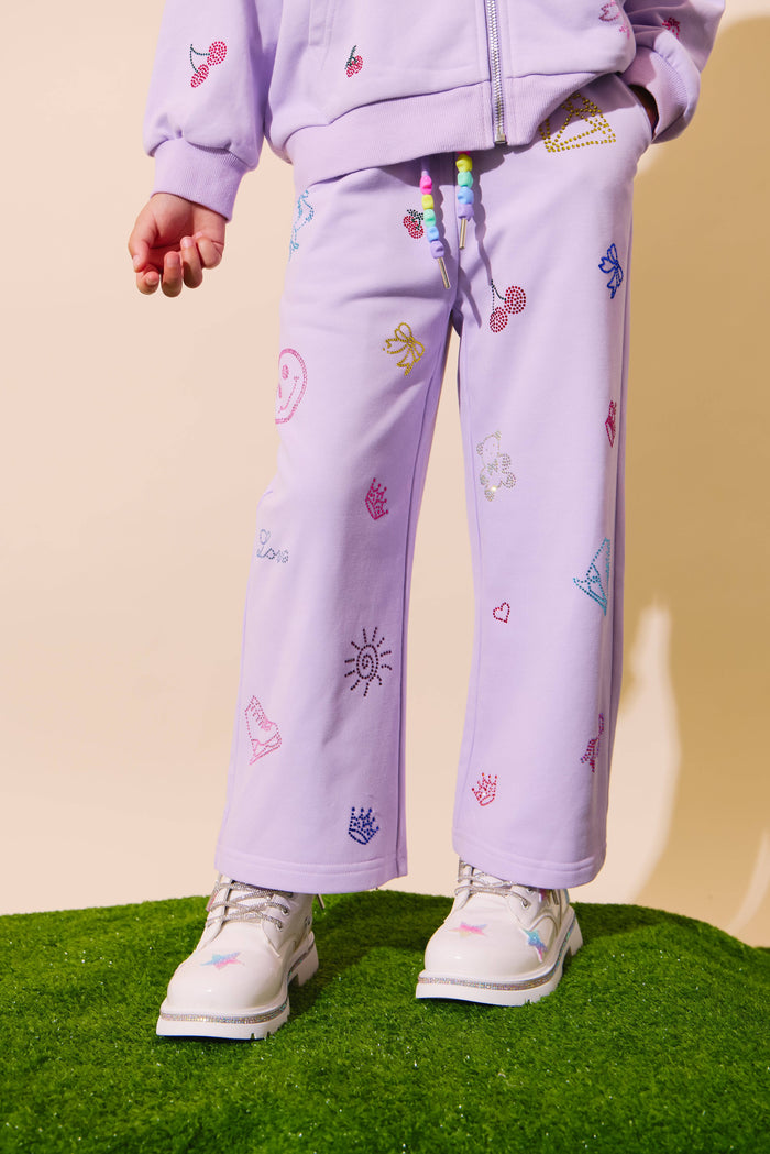 Lola + The Boys Sets Lavender Crystal Doodle Joggers Set