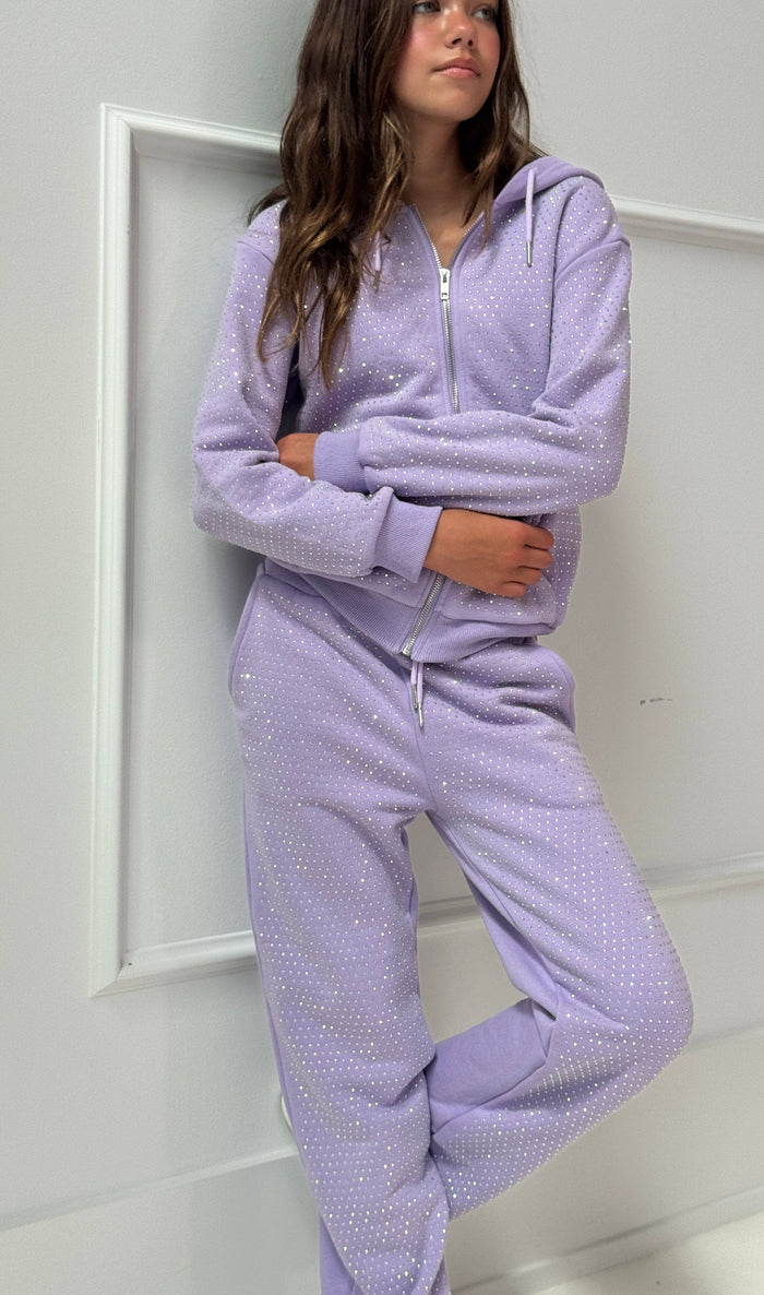 Lola + The Boys Sets Lavender Crystal Hoodie Set