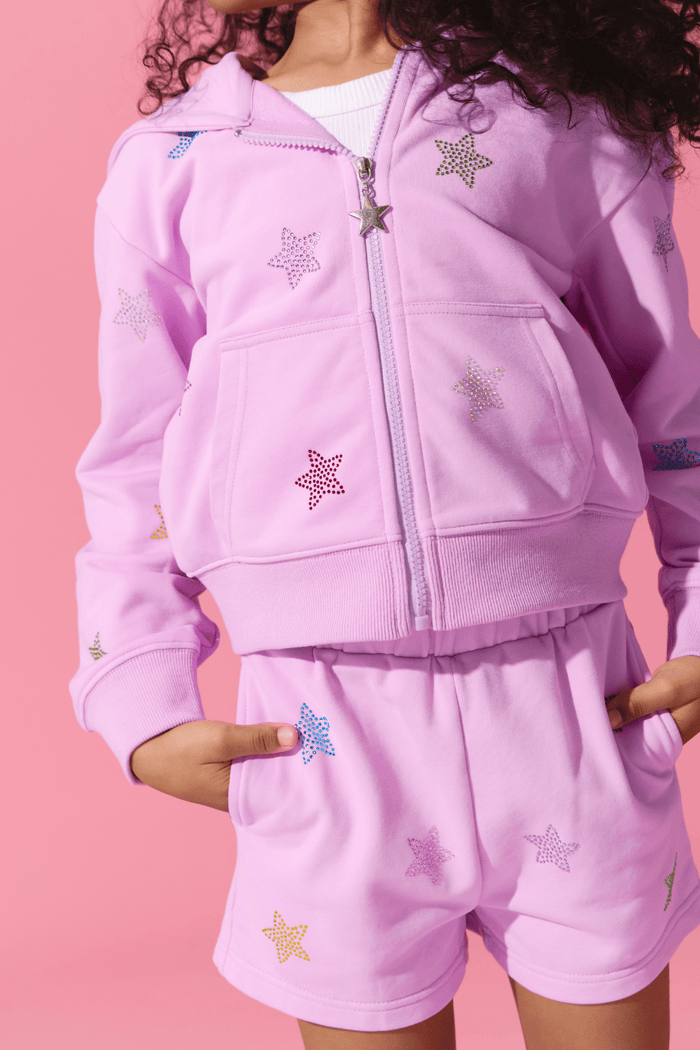 Lola + The Boys Sets Lavender Crystal Stars Short Set