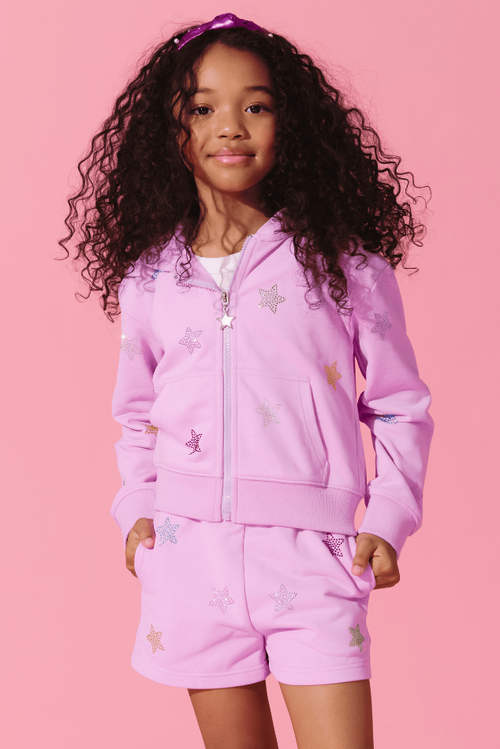 Lola + The Boys Sets Lavender Crystal Stars Short Set