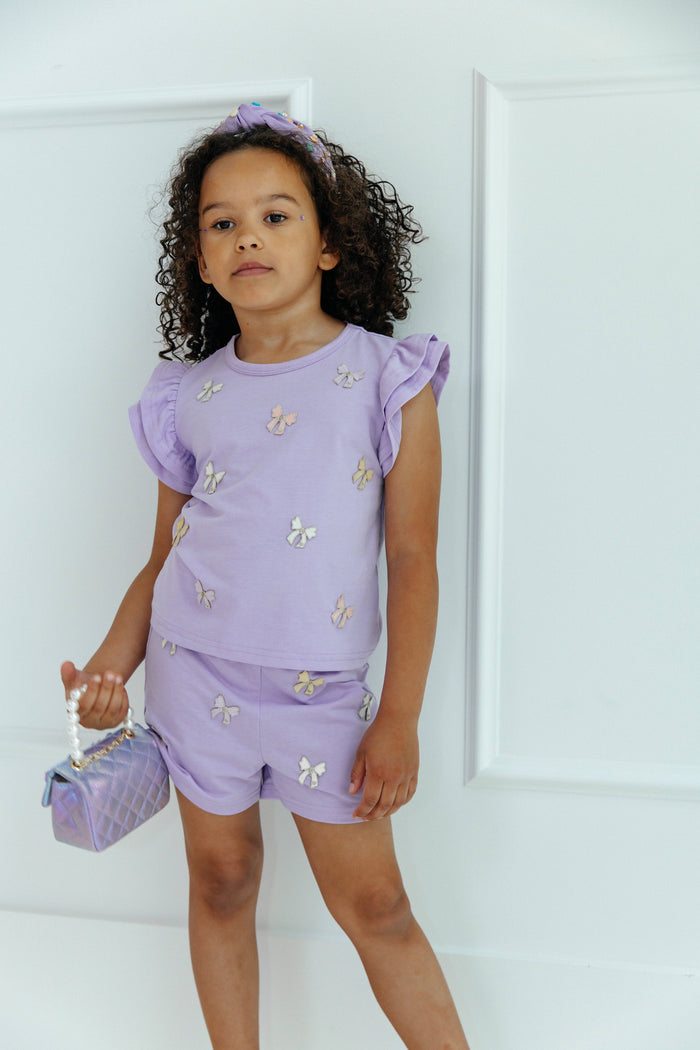 Lola + The Boys Sets Lavender Pretty Bows Short Set