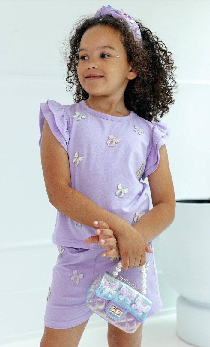 Lola + The Boys Sets Lavender Pretty Bows Short Set