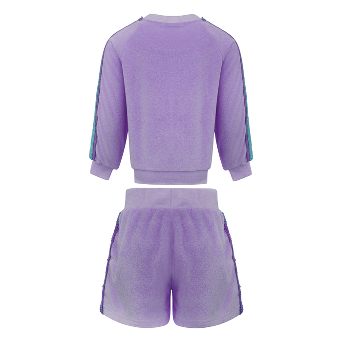 Lola + The Boys Sets Lavender Rainbow Sequin Stripe Short Set