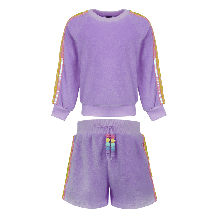Lola + The Boys Sets Lavender Rainbow Sequin Stripe Short Set