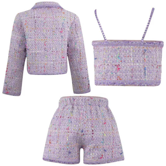 Lola + The Boys Sets Lavender Rainbow Sprinkle 3 Piece Short Set