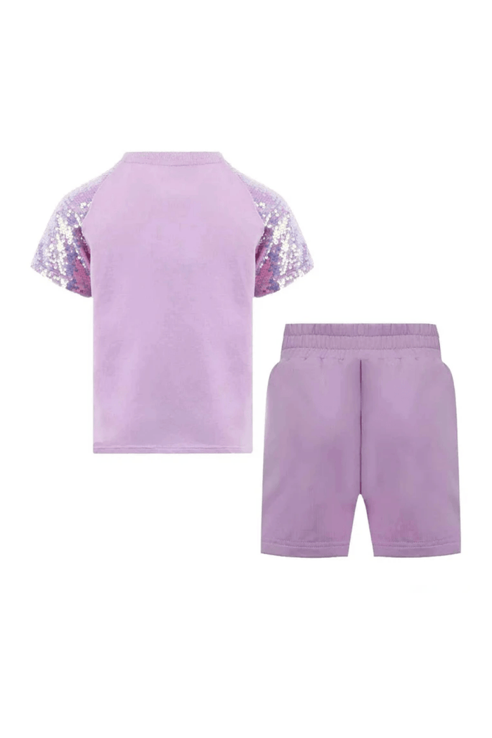 Lola + The Boys Sets Lavender Sequin Crystal Heart Short Set