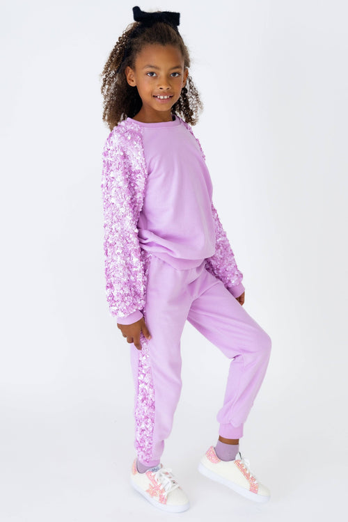 exclude-new-arriv Sets Lavender Sequin Joggers Set