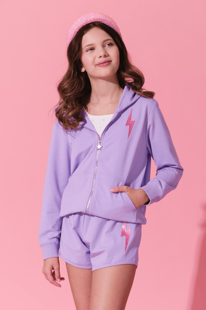 Lola + The Boys Sets Lavender Shimmer Flash Short Set