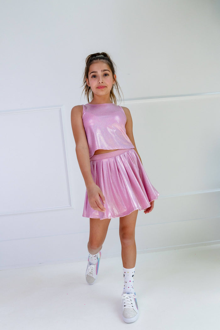 Lola + The Boys Sets Pink Crystal Tennis Skort Set