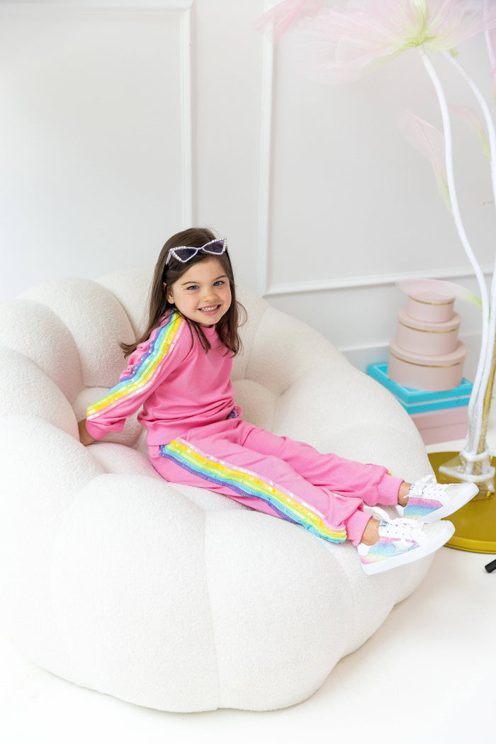 Lola + The Boys Sets Pink Rainbow Sequin Set