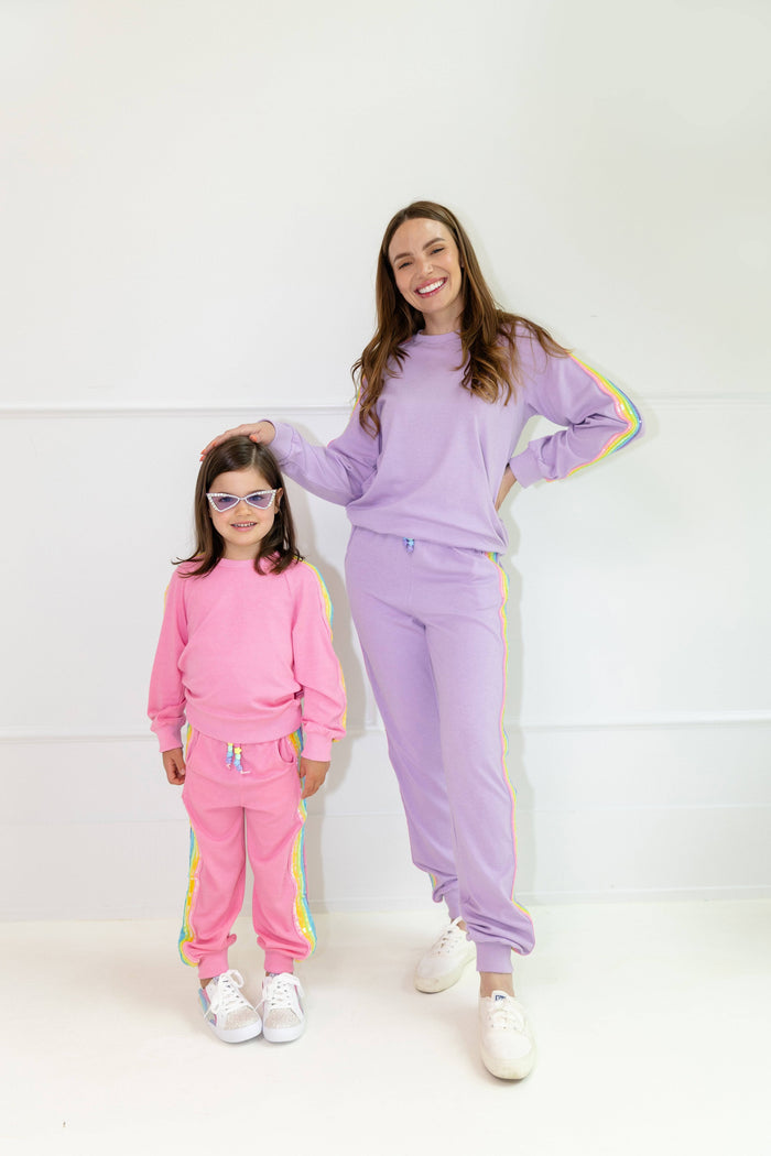 Lola + The Boys Sets Pink Rainbow Sequin Set