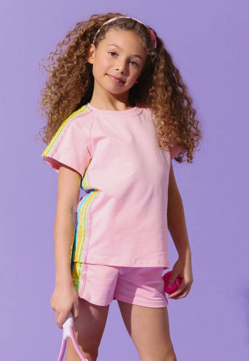 Lola-spring-25 Sets Pink Rainbow Stripe Short Set