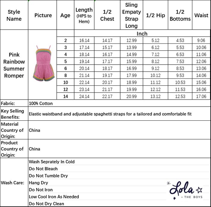 Lola + The Boys Sets Pink Rainbow Summer Romper