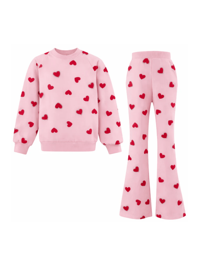 Lola + The Boys Sets Pink Sparkle Sweetheart Lounge Set