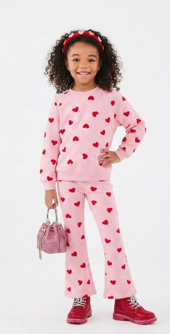 Lola + The Boys Sets Pink Sparkle Sweetheart Lounge Set