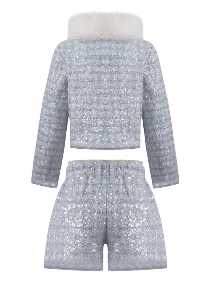 Lola + The Boys Sets Pretty Blue Tweed Short Set