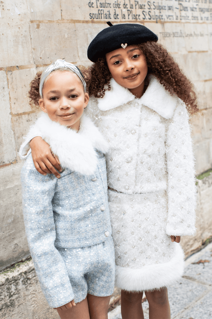 Lola + The Boys Sets Pretty Blue Tweed Short Set