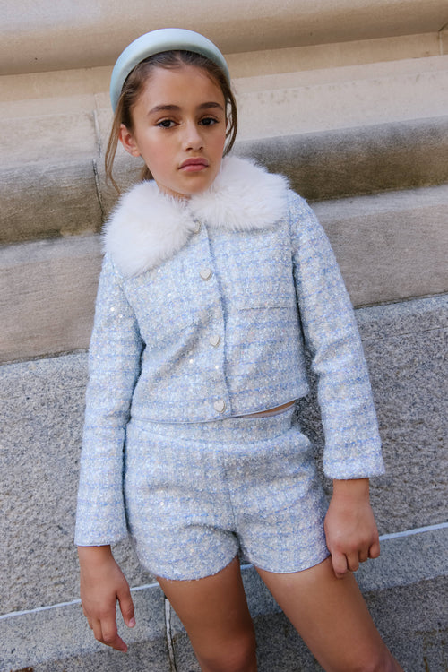 Lola + The Boys Sets 2 Pretty Blue Tweed Short Set