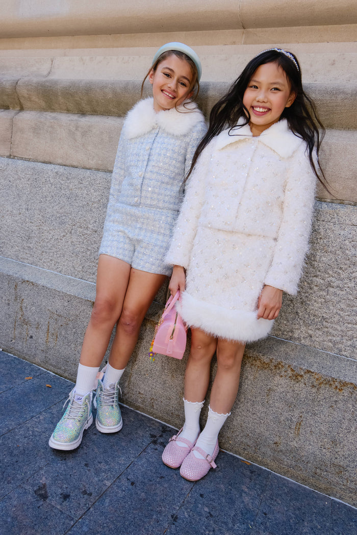 Lola + The Boys Sets Pretty Blue Tweed Short Set