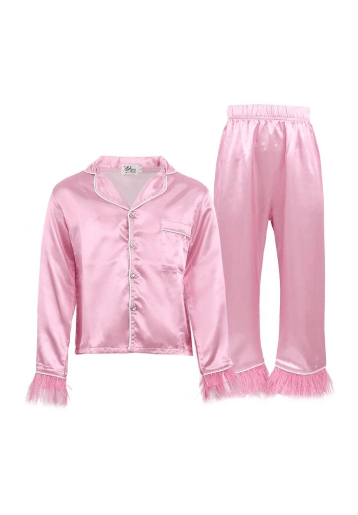 Lola + The Boys Sets Pretty in Pink Feather Silk Set