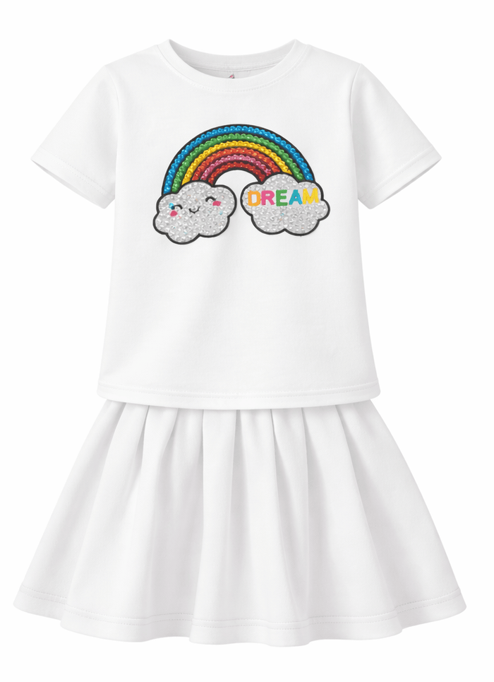 Lola + The Boys Sets 2 / White Rainbow Dreams Skort Set